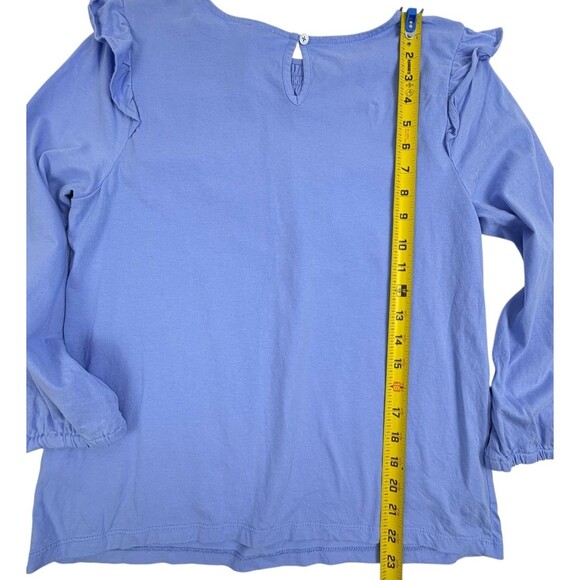 J Crew Smocked Flutter Sleeve Cotton Knit Top Cottage Coquette Periwinkle Blue S - Picture 8 of 11